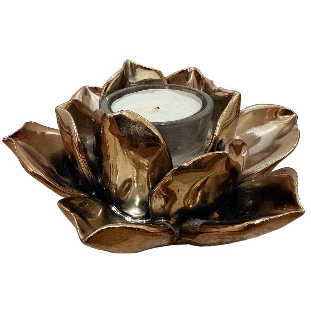 ⭐️Free With Any Purchase⭐️Gold Ceramic Lotus Candle Holder